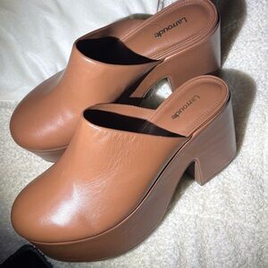 Larroude Brown Platform Mules